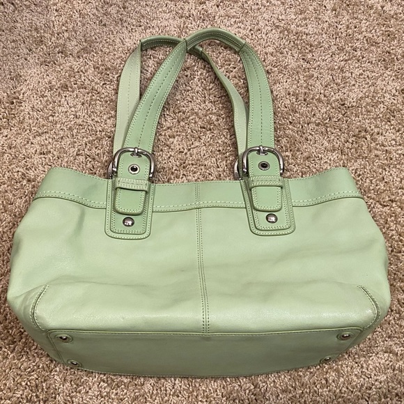 COACH Soho Hampton F13732 Sage Green Pleated Leather Tote Shoulder Satchel Bag - Picture 15 of 15